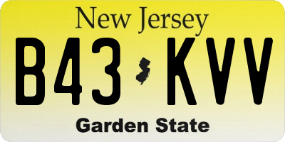 NJ license plate B43KVV