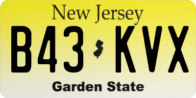 NJ license plate B43KVX