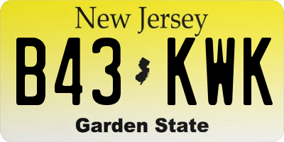 NJ license plate B43KWK