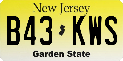 NJ license plate B43KWS
