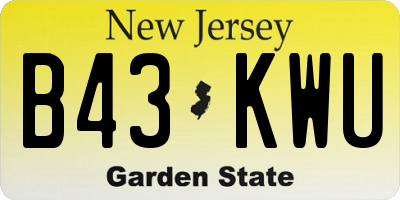 NJ license plate B43KWU