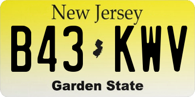 NJ license plate B43KWV