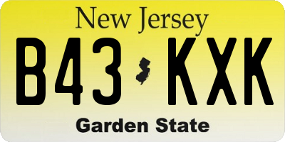 NJ license plate B43KXK