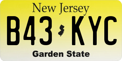 NJ license plate B43KYC