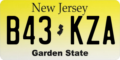 NJ license plate B43KZA