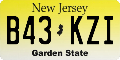 NJ license plate B43KZI