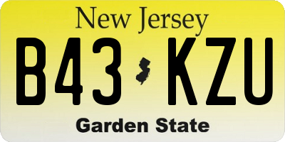 NJ license plate B43KZU