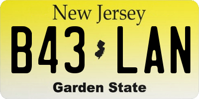 NJ license plate B43LAN