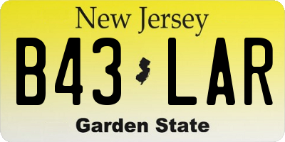 NJ license plate B43LAR