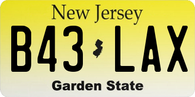 NJ license plate B43LAX