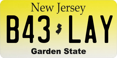 NJ license plate B43LAY
