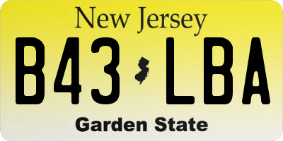NJ license plate B43LBA