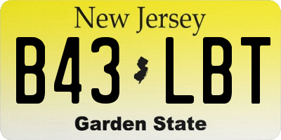 NJ license plate B43LBT