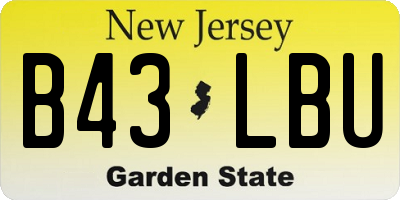NJ license plate B43LBU