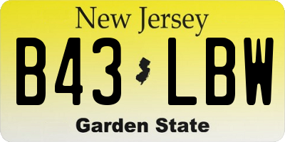 NJ license plate B43LBW