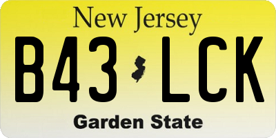NJ license plate B43LCK