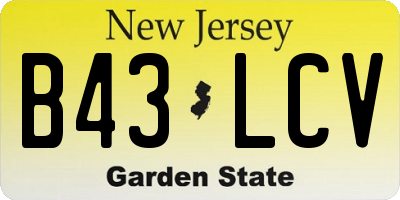 NJ license plate B43LCV