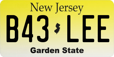 NJ license plate B43LEE
