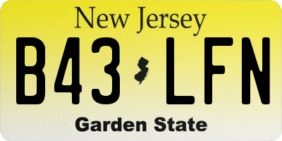 NJ license plate B43LFN