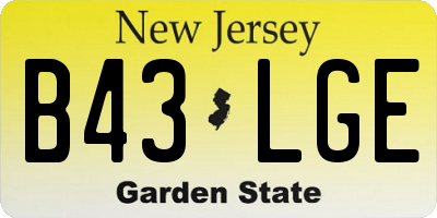 NJ license plate B43LGE