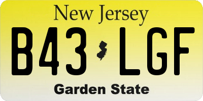 NJ license plate B43LGF