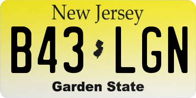 NJ license plate B43LGN