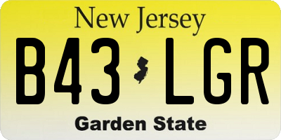 NJ license plate B43LGR