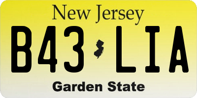 NJ license plate B43LIA