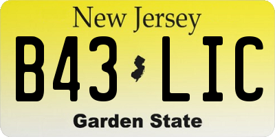 NJ license plate B43LIC