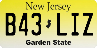 NJ license plate B43LIZ