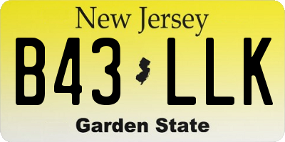 NJ license plate B43LLK
