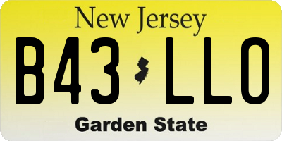 NJ license plate B43LLO