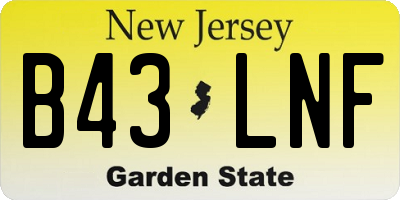 NJ license plate B43LNF
