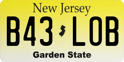 NJ license plate B43LOB