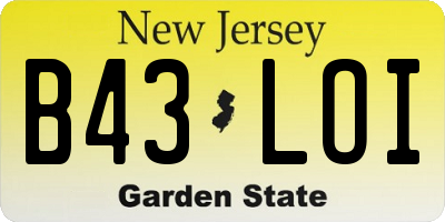 NJ license plate B43LOI