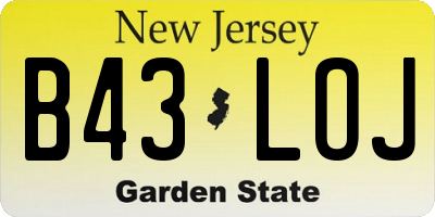 NJ license plate B43LOJ