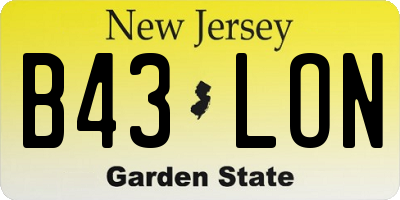 NJ license plate B43LON