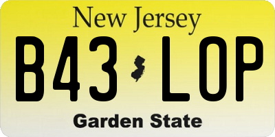 NJ license plate B43LOP