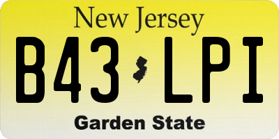 NJ license plate B43LPI