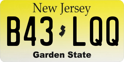 NJ license plate B43LQQ