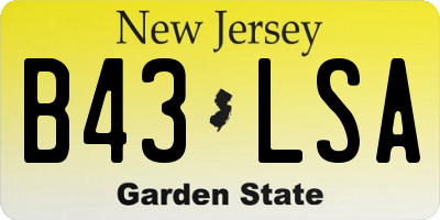 NJ license plate B43LSA