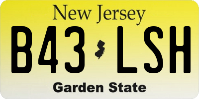 NJ license plate B43LSH