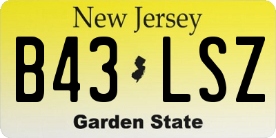 NJ license plate B43LSZ