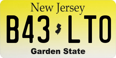 NJ license plate B43LTO
