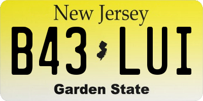 NJ license plate B43LUI