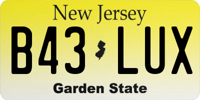NJ license plate B43LUX