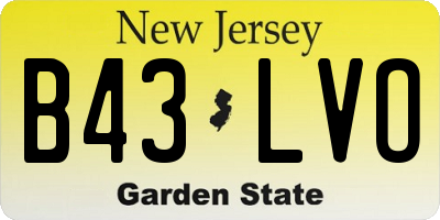 NJ license plate B43LVO