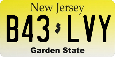 NJ license plate B43LVY