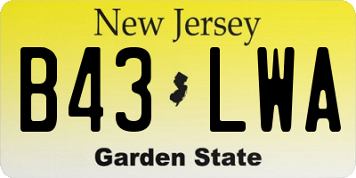 NJ license plate B43LWA