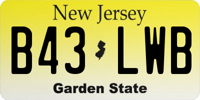 NJ license plate B43LWB